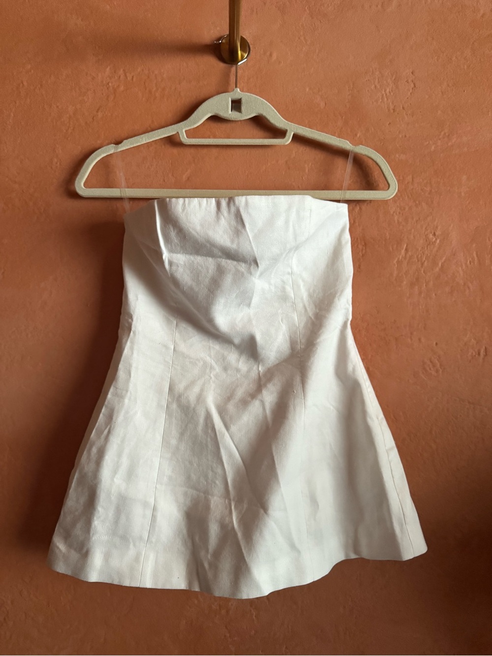 Because of Alice Strapless Linen Blend A-Line Bodice White Size S NWT